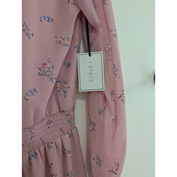 1.STATE Pink Floral Long Sleeve Tiered Maxi Dress S NWT Cottagecore Feminine - Picture 8 of 10